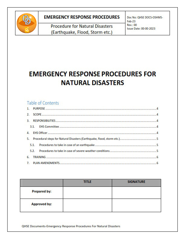 ERP FOR NATURAL DISASTERS